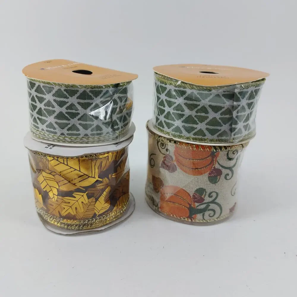 Harvest Fall Decorative Ribbon Lot of 4 Pumpkin Thanksgiving